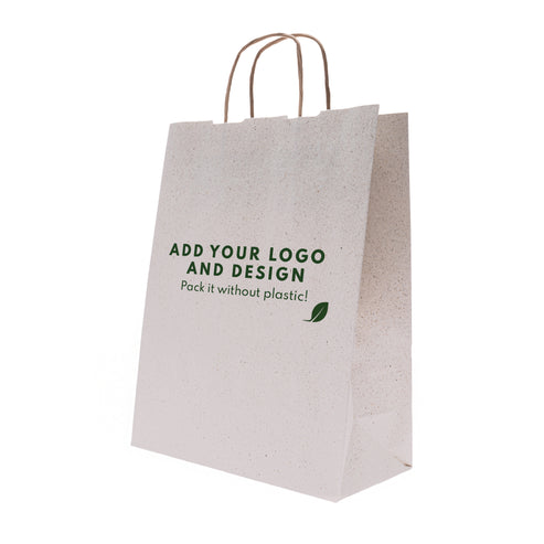 Custom grass paper bag with handle