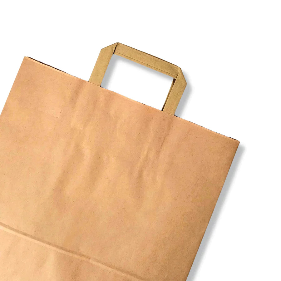 Paper bag with a flat handle